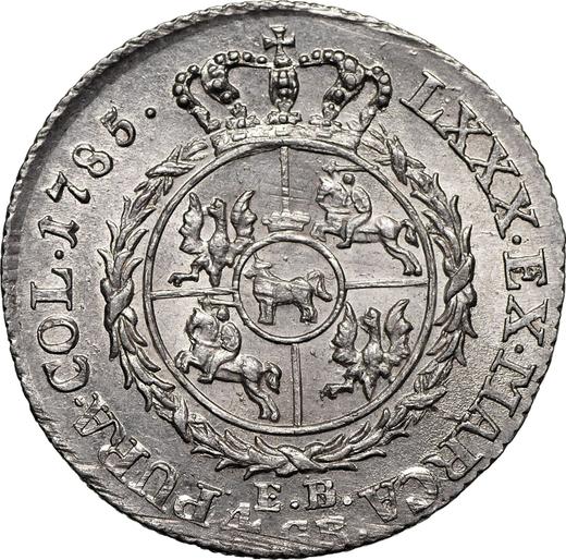 Реверс монеты - Злотовка (4 гроша) 1785 года EB - цена серебряной монеты - Польша, Станислав II Август