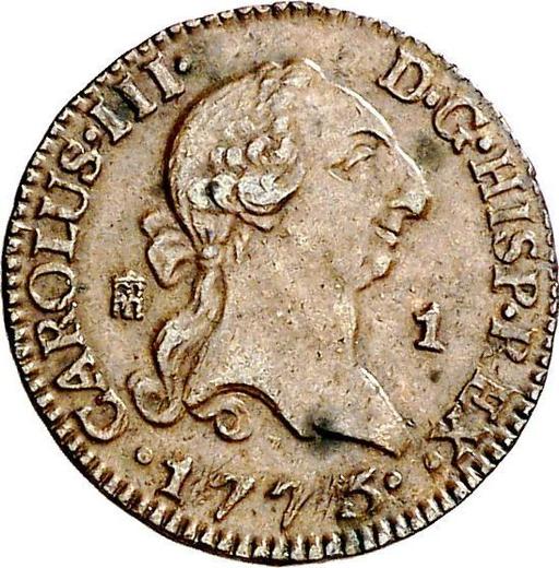 Anverso 1 maravedí 1775 - valor de la moneda  - España, Carlos III