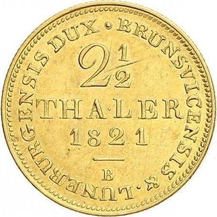 Rewers monety - 2 1/2 talara 1821 B - cena złotej monety - Hanower, Jerzy IV