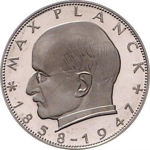 Anverso 2 marcos 1958 G "Max Planck" - valor de la moneda  - Alemania, RFA