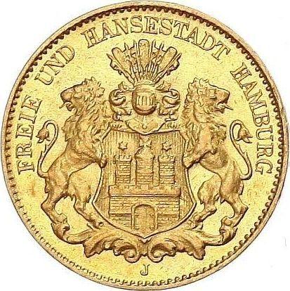 Аверс монеты - 10 марок 1901 года J "Гамбург" - цена золотой монеты - Германия, Германская Империя