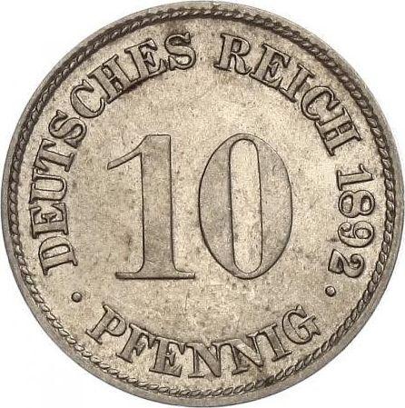 Аверс монеты - 10 пфеннигов 1892 года G "Тип 1890-1916" - цена  монеты - Германия, Германская Империя