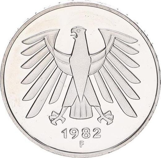 Реверс монеты - 5 марок 1982 года F - цена  монеты - Германия, ФРГ