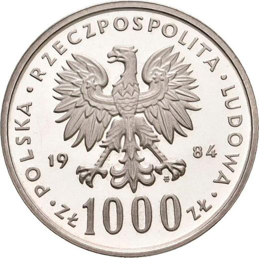 Аверс монеты - Пробные 1000 злотых 1984 года MW "Винценты Витос" Серебро - цена серебряной монеты - Польша, Народная Республика