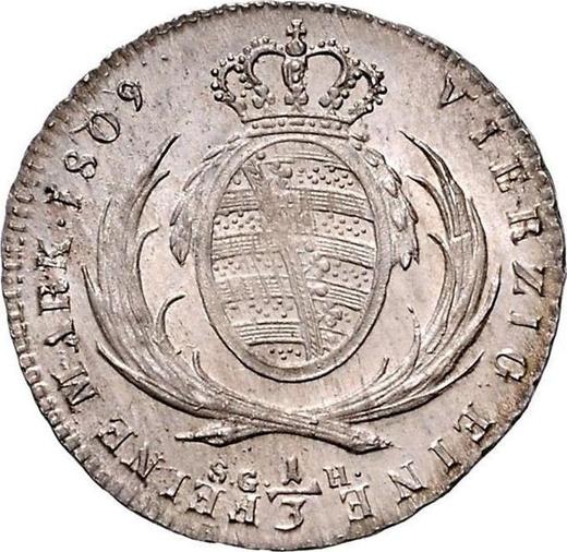 Реверс монеты - 1/3 талера 1809 года S.G.H. - цена серебряной монеты - Саксония-Альбертина, Фридрих Август I