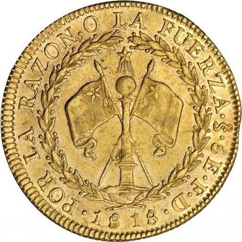 Reverso 8 escudos 1818 So FD - valor de la moneda de oro - Chile, República
