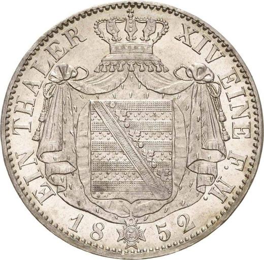 Реверс монеты - Талер 1852 года F - цена серебряной монеты - Саксония, Фридрих Август II