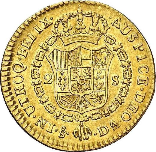 Reverso 2 escudos 1782 So DA - valor de la moneda de oro - Chile, Carlos III
