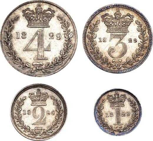 Rewers monety - Zestaw monet 1829 "Maundy" - cena srebrnej monety - Wielka Brytania, Jerzy IV