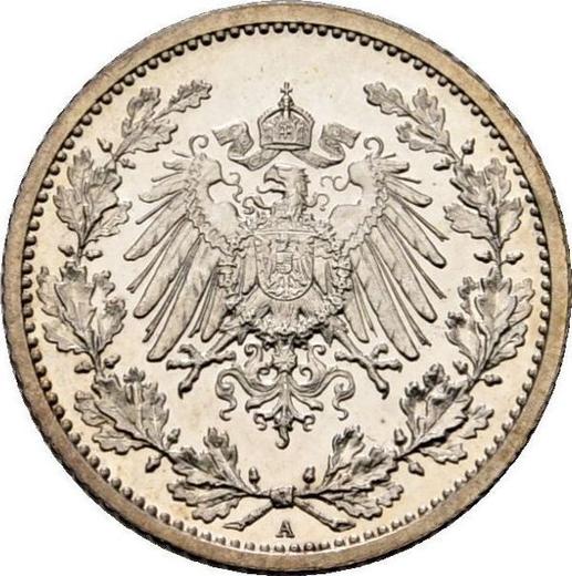 Reverso Medio marco 1908 A "Tipo 1905-1919" - valor de la moneda de plata - Alemania, Imperio alemán