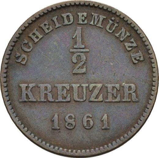 Reverso Medio kreuzer 1861 "Tipo 1858-1864" - valor de la moneda  - Wurtemberg, Guillermo I