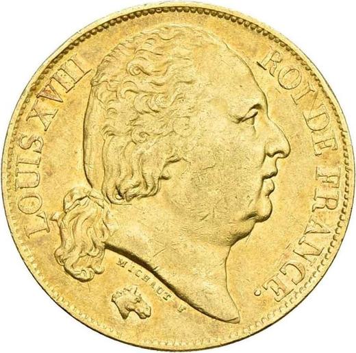 Anverso 20 francos 1817 Q "Tipo 1816-1824" Perpignan - valor de la moneda de oro - Francia, Luis XVII