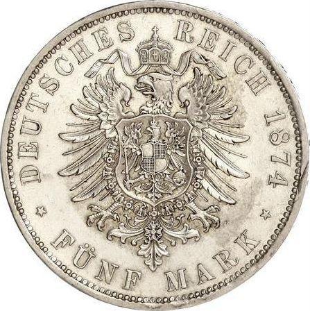 Реверс монеты - 5 марок 1874 года A "Пруссия" - цена серебряной монеты - Германия, Германская Империя