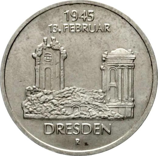 Awers monety - 5 marek 1985 A "Kościół Marii Panny w Dreźnie" Podwójny napis na rancie - cena  monety - Niemcy, NRD