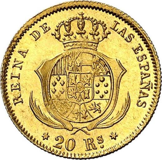 Rewers monety - 20 réales 1863 "Typ 1861-1863" - cena złotej monety - Hiszpania, Izabela II