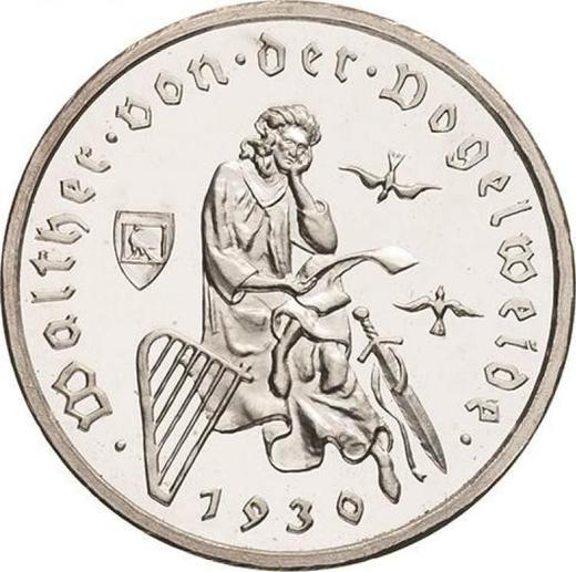 Rewers monety - 3 reichsmark 1930 E "Vogelweide" - cena srebrnej monety - Niemcy, Republika Weimarska