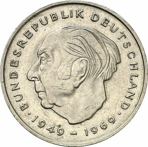 Anverso 2 marcos 1975 G "Theodor Heuss" - valor de la moneda  - Alemania, RFA