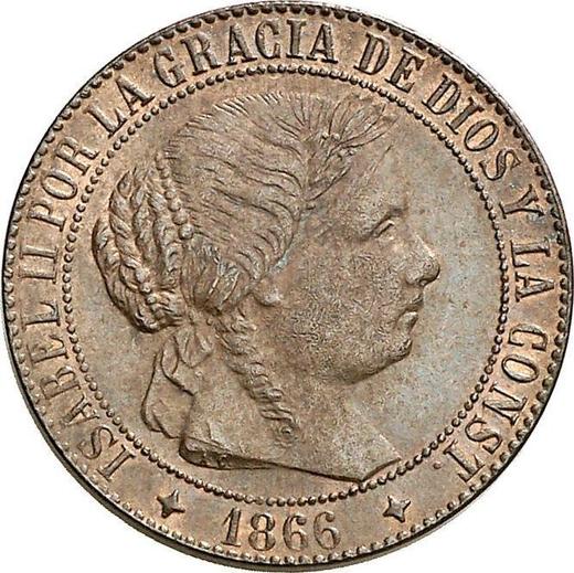 Obverse 1 Céntimo de escudo 1866 4-pointed stars Without OM -  Coin Value - Spain, Isabella II