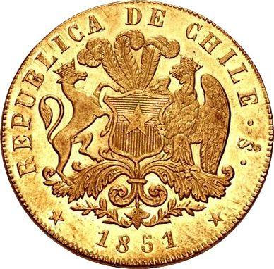 Аверс монеты - 8 эскудо 1851 года So LA - цена золотой монеты - Чили, Республика