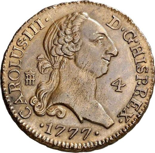 Awers monety - 4 maravedis 1777 - cena  monety - Hiszpania, Karol III