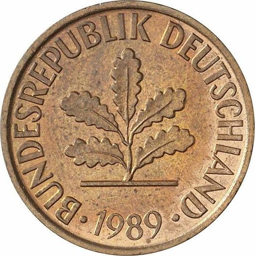 Реверс монеты - 2 пфеннига 1989 года F - цена  монеты - Германия, ФРГ