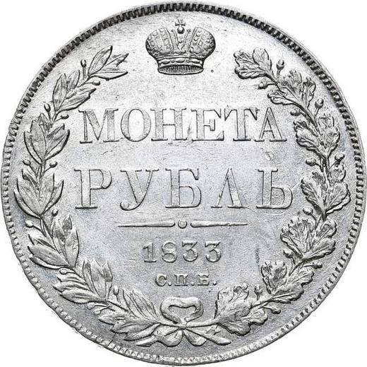Reverso 1 rublo 1833 СПБ НГ "Águila de 1832" - valor de la moneda de plata - Rusia, Nicolás I