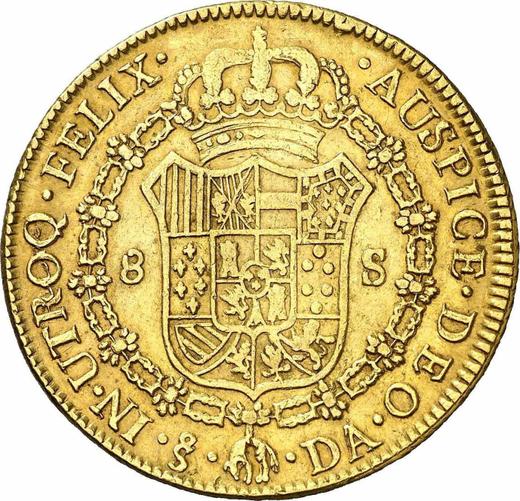 Реверс монеты - 8 эскудо 1779 года So DA - цена золотой монеты - Чили, Карл III