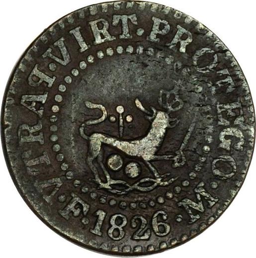 Реверс монеты - 1 куарто 1826 года M - цена  монеты - Филиппины, Фердинанд VII