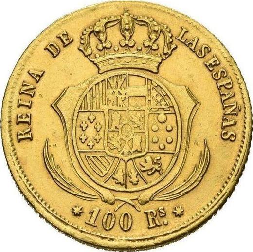 Reverso 100 reales 1851 "Tipo 1851-1855" Estrellas de siete puntas - valor de la moneda de oro - España, Isabel II
