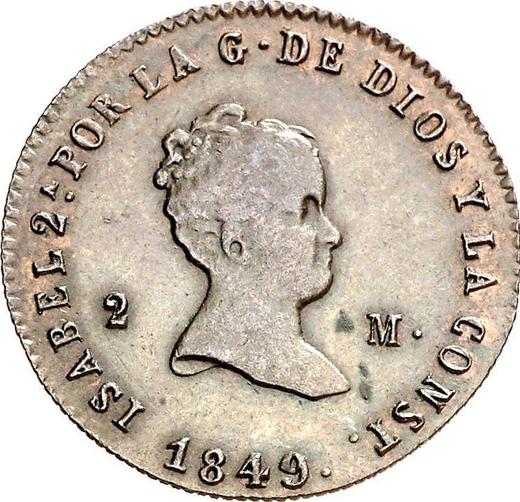 Anverso 2 maravedíes 1849 Ja - valor de la moneda  - España, Isabel II