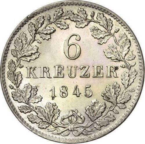 Реверс монеты - 6 крейцеров 1845 года - цена серебряной монеты - Вюртемберг, Вильгельм I