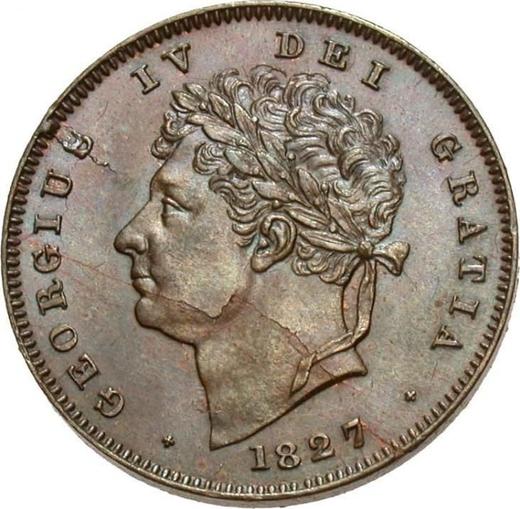 Аверс монеты - 1/3 фартинга 1827 года - цена  монеты - Великобритания, Георг IV