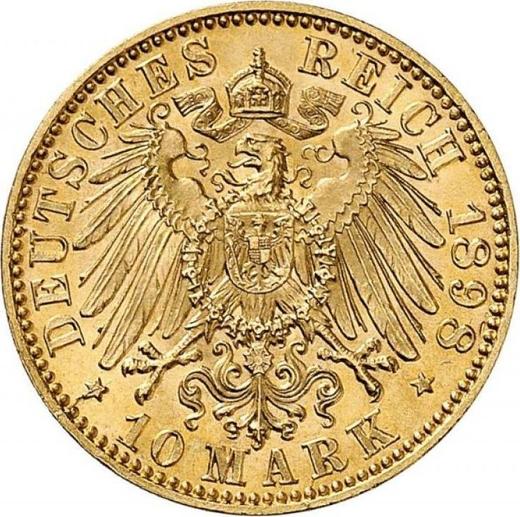 Реверс монеты - 10 марок 1898 года E "Саксония" - цена золотой монеты - Германия, Германская Империя