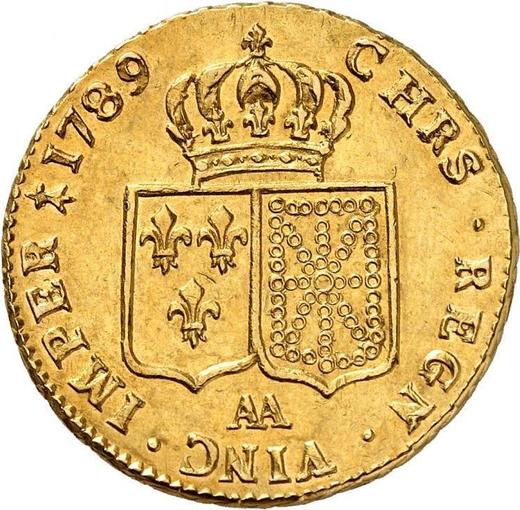 Reverso 2 Louis d'Or 1789 AA "Tipo 1785-1792" Metz - valor de la moneda de oro - Francia, Luis XVI