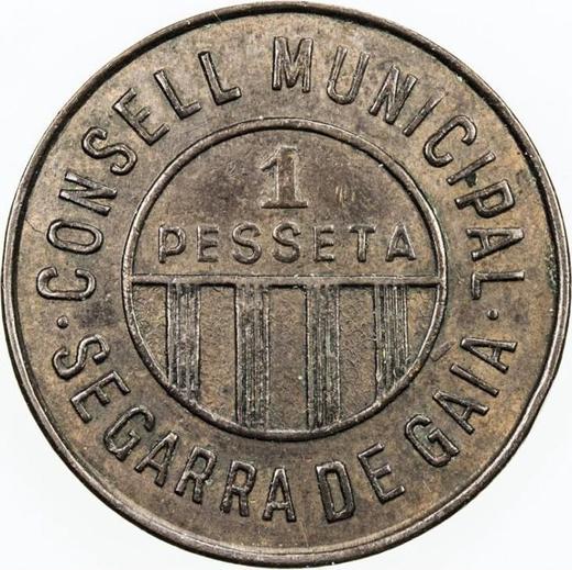 Anverso 1 peseta Sin fecha (1936-1939) "Segarra de Gaia" Cobre - valor de la moneda  - España, II República