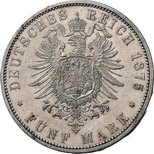 Reverso 5 marcos 1875 F "Würtenberg" - valor de la moneda de plata - Alemania, Imperio alemán