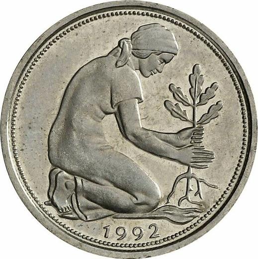 Reverso 50 Pfennige 1992 D - valor de la moneda  - Alemania, RFA
