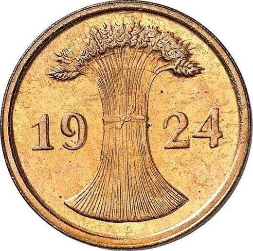 Реверс монеты - 2 рейхспфеннига 1924 года D - цена  монеты - Германия, Bеймарская республика