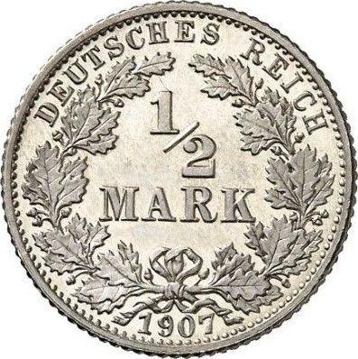 Аверс монеты - 1/2 марки 1907 года G "Тип 1905-1919" - цена серебряной монеты - Германия, Германская Империя