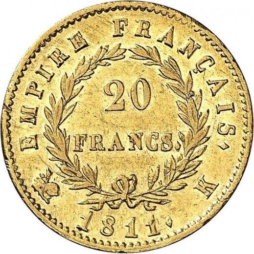 Reverso 20 francos 1811 K "Tipo 1809-1815" Burdeos - valor de la moneda de oro - Francia, Napoleón I Bonaparte