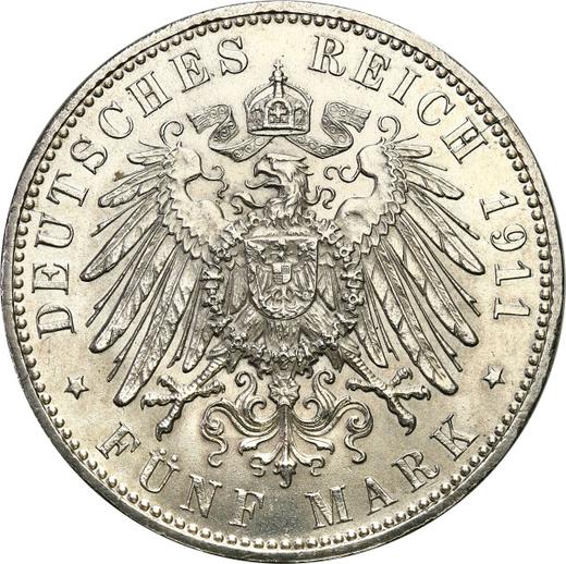 Reverso 5 marcos 1911 D "Bavaria" 90 cumpleaños - valor de la moneda de plata - Alemania, Imperio alemán
