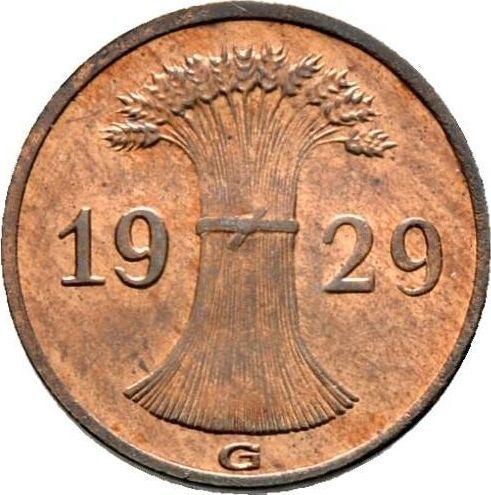 Rewers monety - 1 reichspfennig 1929 G - cena  monety - Niemcy, Republika Weimarska