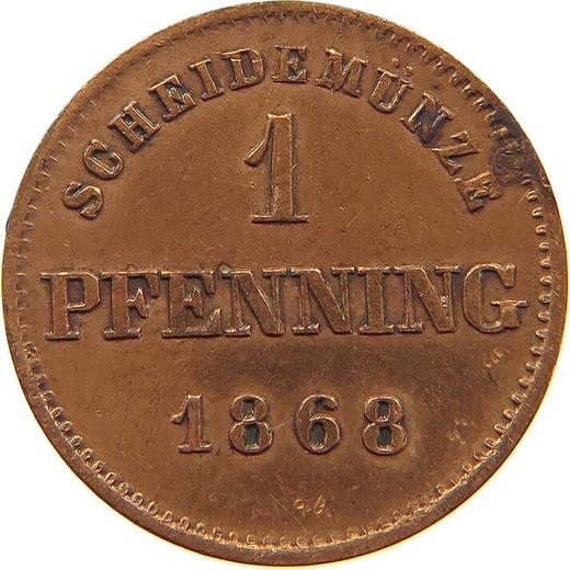 Реверс монеты - 1 пфенниг 1868 года - цена  монеты - Бавария, Людвиг II