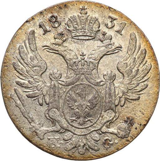 Аверс монеты - 10 грошей 1831 года KG - цена серебряной монеты - Польша, Царство Польское