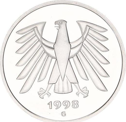 Reverso 5 marcos 1998 G - valor de la moneda  - Alemania, RFA