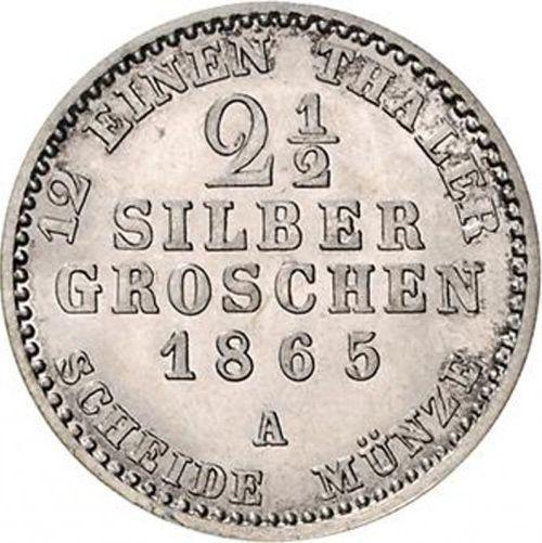 Reverso 2 1/2 Silber Groschen 1865 A - valor de la moneda de plata - Prusia, Guillermo I