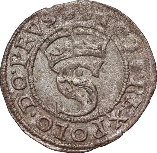 Аверс монеты - Шеляг 1528 года "Торунь" - цена серебряной монеты - Польша, Сигизмунд I Старый