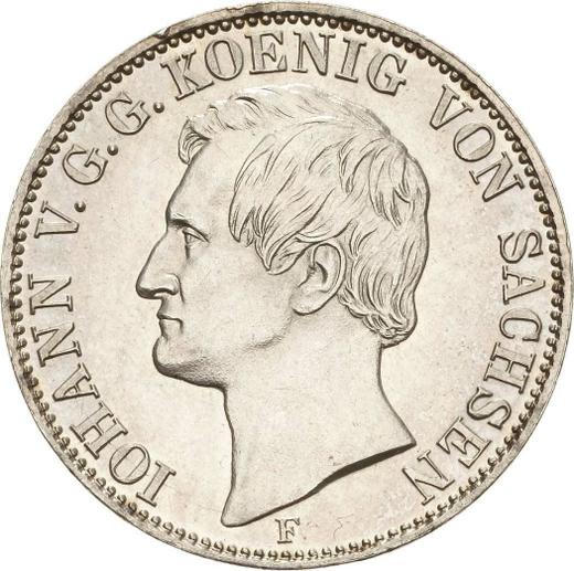 Аверс монеты - Талер 1858 года F - цена серебряной монеты - Саксония-Альбертина, Иоганн