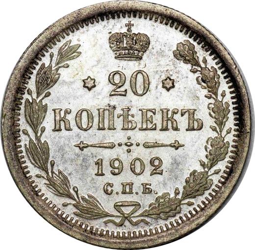 Rewers monety - 20 kopiejek 1902 СПБ АР - cena srebrnej monety - Rosja, Mikołaj II