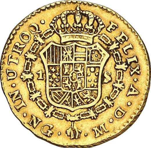 Reverso 1 escudo 1789 NG M - valor de la moneda de oro - Guatemala, Carlos IV